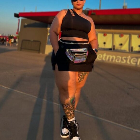 Women's Light Support Asymmetrical Cropped Sports Bra - All In Motion™ Black L - Picture 1 of 6